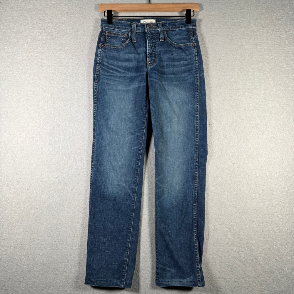 Madewell Slim Straight Jeans Womens 24 Medium Wash‎ Blue Stretch Denim Pants